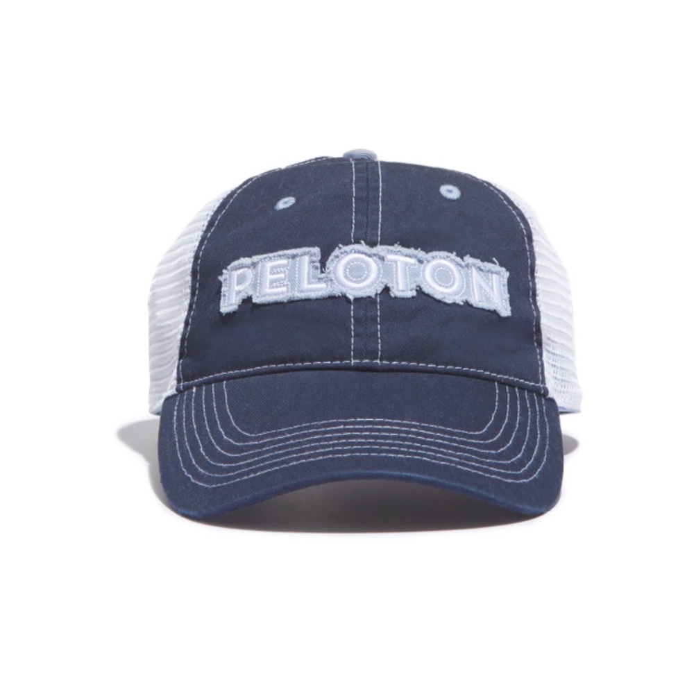 NEW Peloton Navy Blue Distressed Trucker Hat NIB